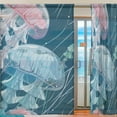 thumbnail image 2 of GZHJMY Pink and Blue Sea Jelly Sheer Window Curtain Panel Drape 55x84 Inch for Living Room Bedroom Kids Room 2 Piece Home Decor, 2 of 4