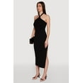 thumbnail image 3 of Womens Ribbed Knit Bodycon Halter Dress with Side Slit, 3 of 4