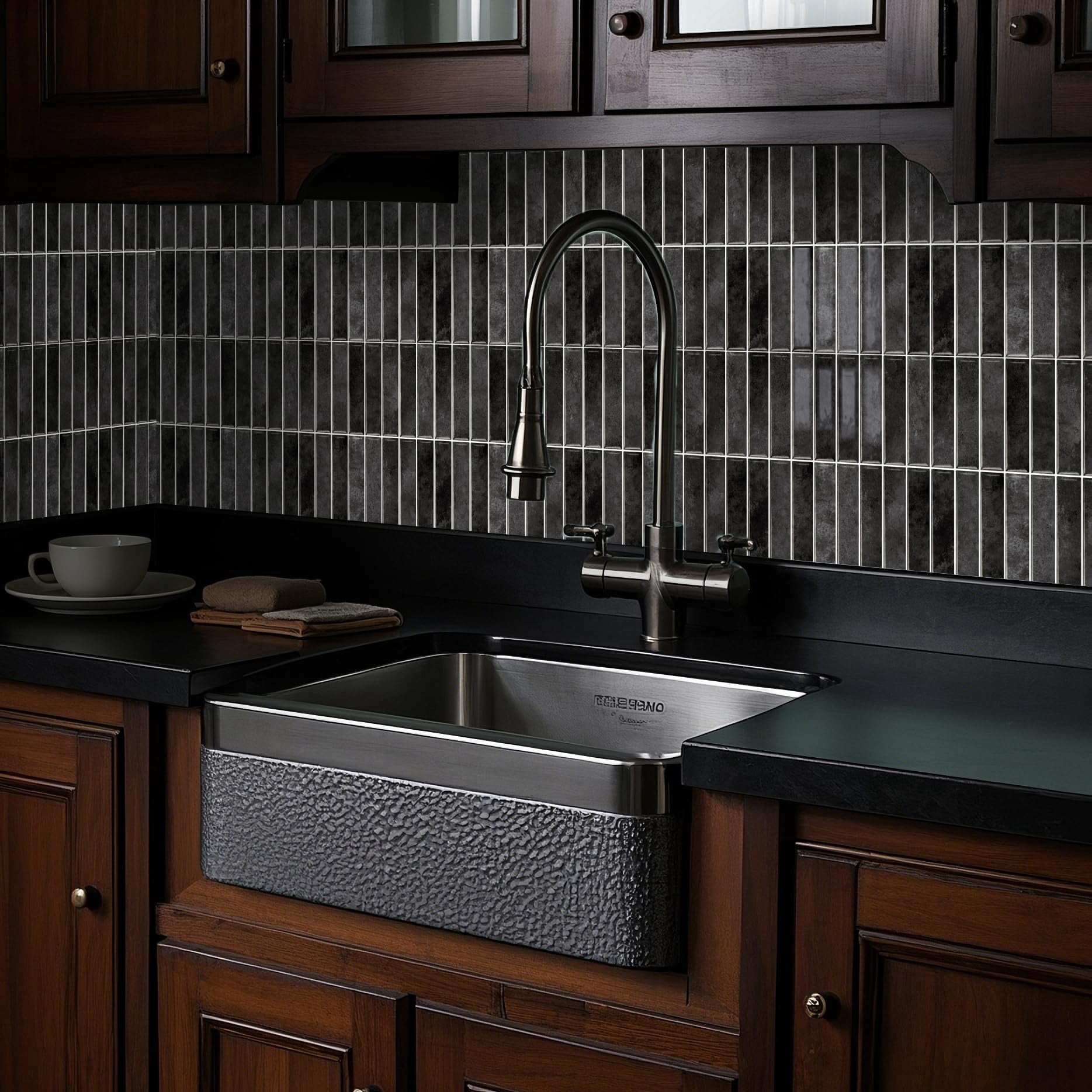 10 Sheets 12" X12inch Black 3d Vinyl Backsplash Tiles  Self-adhesive Peel And Stick Wall Tile Stickers On Subway For Kitchen Bathroom