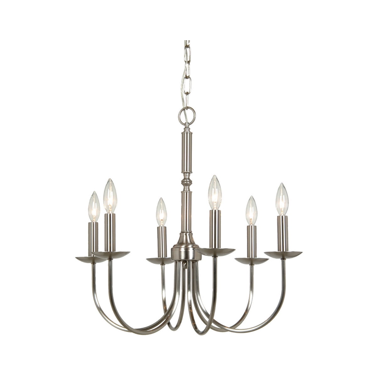 Chandeliers 6 Light Bulb Fixture With Stainless Steel Finish Metal