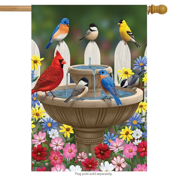 Briarwood Lane Birdbath Gathering Seasonal House Flag