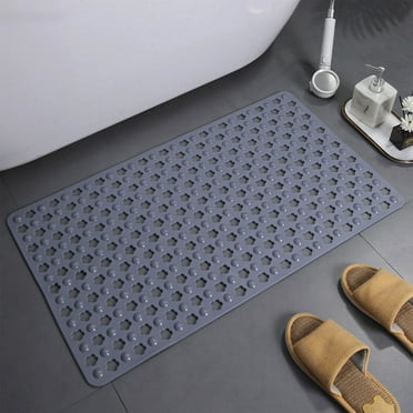IPEWLEX Non Slip Shower Mat with Suction Cups, 28.35x14.57 Inch Bath Mat for Tub, Quick Drying, Gray, Plastic Material