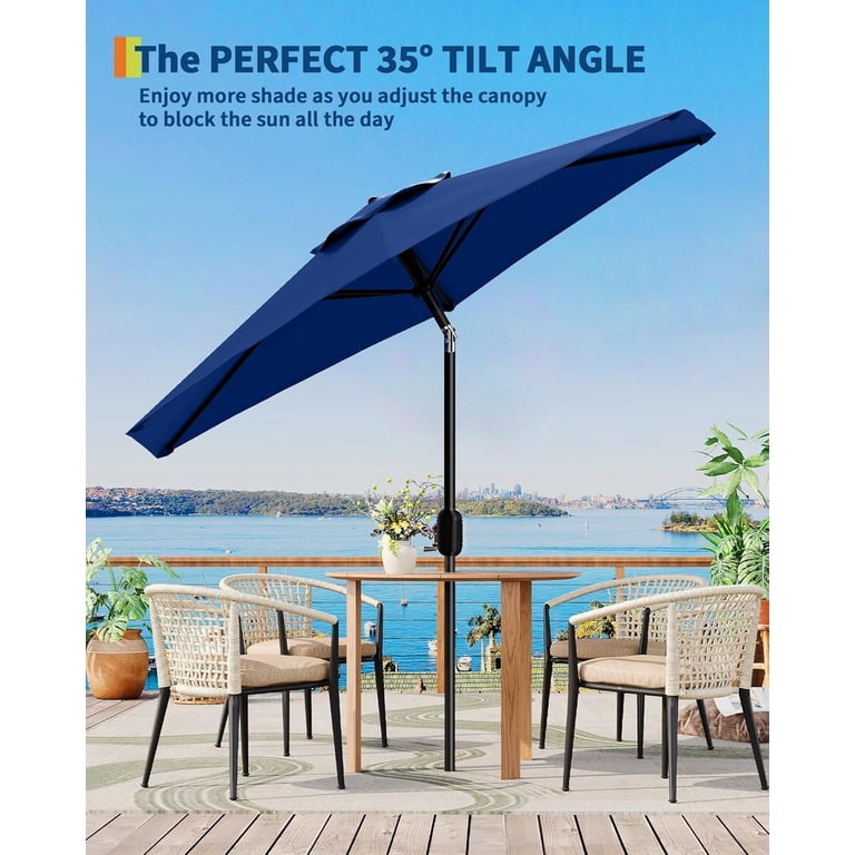 best patio table umbrella Amazon.com : 10 FT Patio Umbrella, 3 Tier Outdoor Table Umbrella with 8  Sturdy Glass Fiber Ribs and Push Button Tilt, Outdoor Patio Umbrellas for  Market Pool Garden Backyard, 1.5" Pole, Champagne (