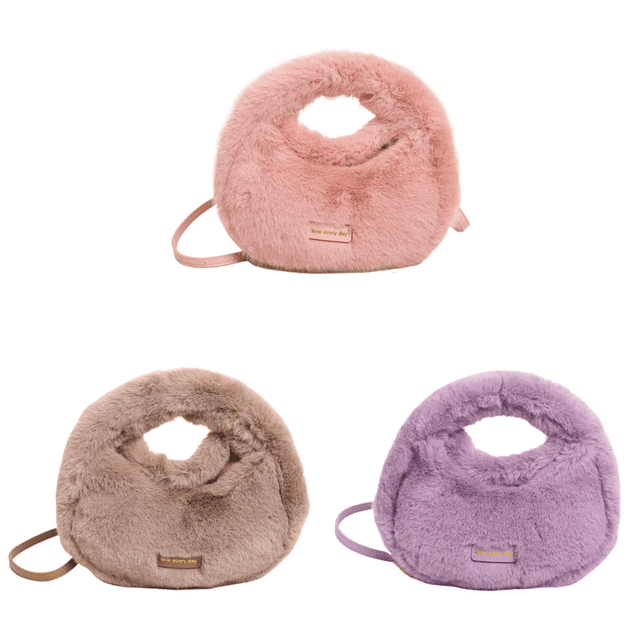 Bolso Hombro Felpa para Mujer Cruzado Esponjoso Mano () Rosa