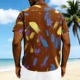 thumbnail image 7 of GUZOM Mens Short Sleeve Button Down Shirt Abstract Brushstroke Print, Stretch Wrinkle Resistant Casual Hawaiian Style Vacation Top, Brown,Size 2XL, 7 of 7