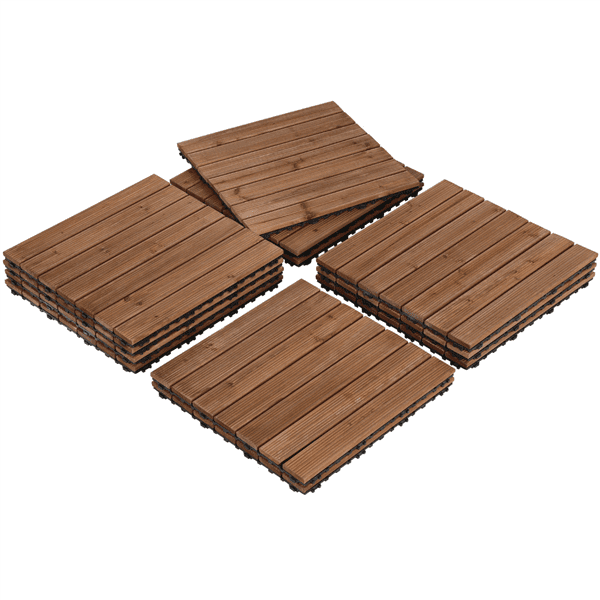 Topeakmart 17.5''x17.5'' Interlocking Wooden Floor Tiles for Outdoor