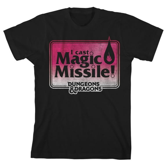Dungeons & Dragons I Cast Magic Missile Boy's Black T-shirt-Large