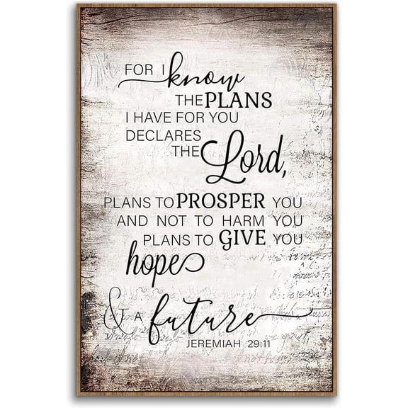 Jeremiah 29:11 Scripture Wall Art, For I Know The Plans Bible Verse Framed Canvas, Christian Decor