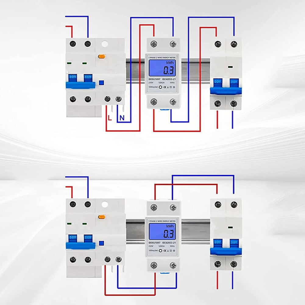 0-80A 230V Lcd Backlight Digital Display 1Phase Din Rail Electronic Energy Meter