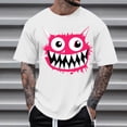 thumbnail image 1 of Blusas y camisas de manga corta con cuello redondo para hombre, blusas casuales de verano a la moda con cuello redondo y estampado para hombre., 1 of 4