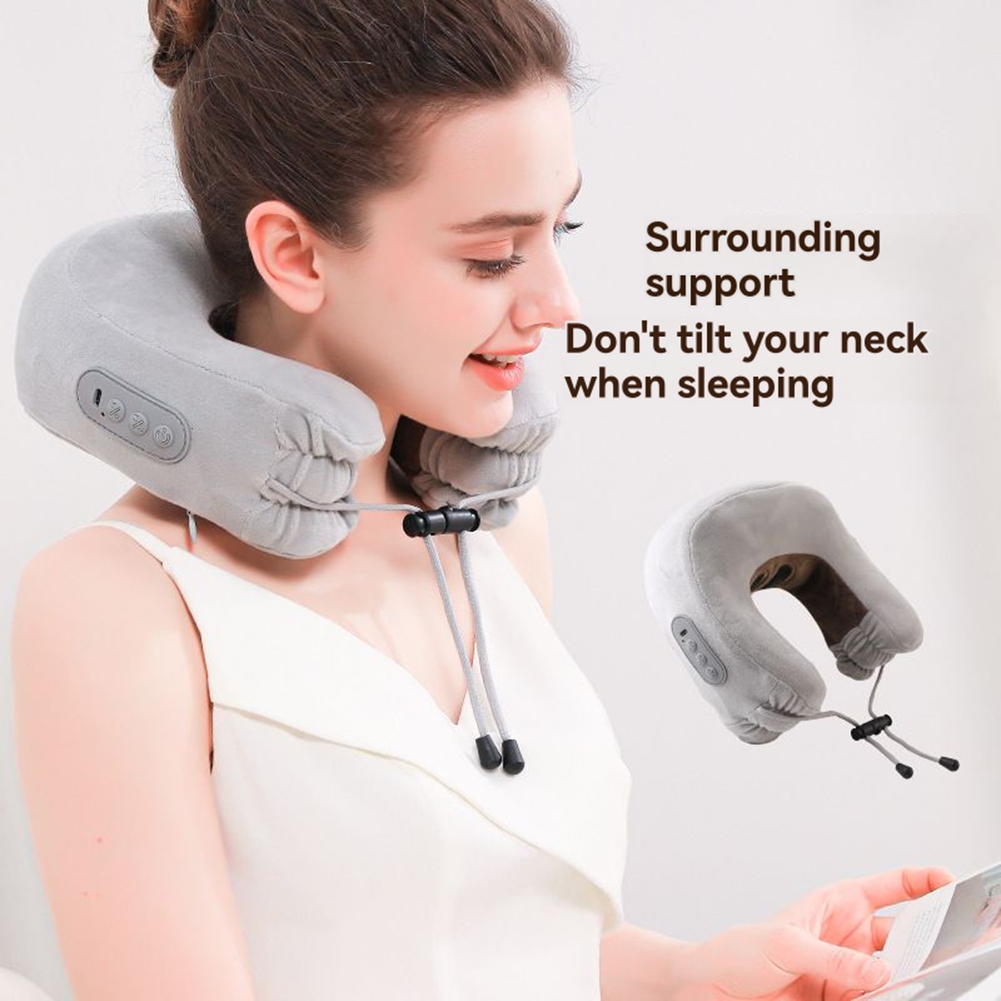 U-Shaped Cervical Massage Pillow EMS Pulse Remote Control Heating Neck Electric Massager Home  Gift