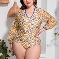 thumbnail image 2 of REORIAFEE Women Sexy Bikini Set Push Up Bathing Swimwear Swimsuit Cute Bathing Suits Long Sleeve Loose Oversized High Bikini Set One Piece Swimsuit Yellow XXXXXL, 2 of 7