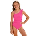 thumbnail image 2 of Kiijoy Girls Ruffle One Shoulder One-Piece Swimsuit Beach UPF 50+ Bathing Suit, Sizes 8-16, 2 of 5