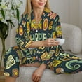 thumbnail image 4 of Goofa Colorful Hippie Printed Women’s 2 Piece Pajama Set Super,Pajamas Women's Long Sleeve Sleepwear Soft Button Down Loungewear Pjs Lounge Set Nightwear-Large, 4 of 9