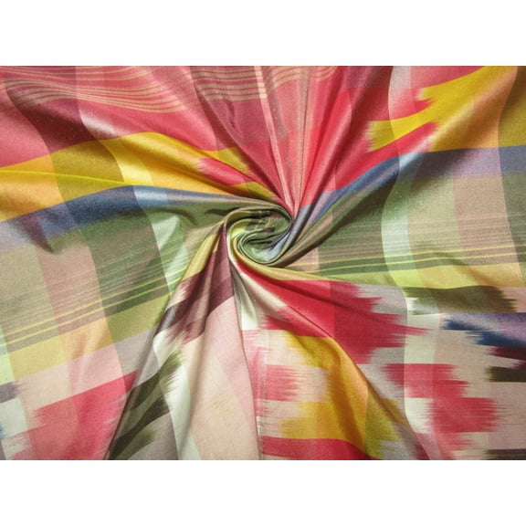 100% silk taffeta fabric pink blue yellow and green PLAIDS 54quot; wide sold by the yard TAFNEWC2[3]