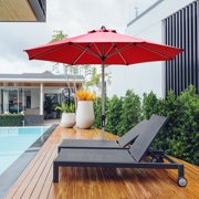 Burgundy 9ft Patio Umbrella - Waterproof Polyester, Sturdy Aluminum & Iron - Air Vent, Ideal for Outdoors - Includes Instruction - 13.5 lbs Net Weight
