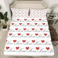 thumbnail image 2 of Manfei Happy Valentine'S Day Twin Sheet Sets,Cute Loves Pattern Twin Fitted Sheet,Red White Flat Sheet For Men Women,Super Cozy Room Decor,3 Pieces, 2 of 7