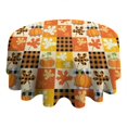 thumbnail image 4 of Fall Pumpkins Leaves Pattern Round Tablecloth 60" X 60",Wrinkle Wipeable Table Cloth for Kitchen Dining Room Picnic Patio Party, 4 of 6