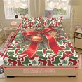 thumbnail image 3 of Yspwyqan Christmas Bow Full/Queen Fitted Sheet Set, 3 Piece Soft Microfiber Bedding Set with Candy Cane Snowflake Print, Includes 1 Fitted Sheet & 2 Pillowcases for Holiday, 3 of 3