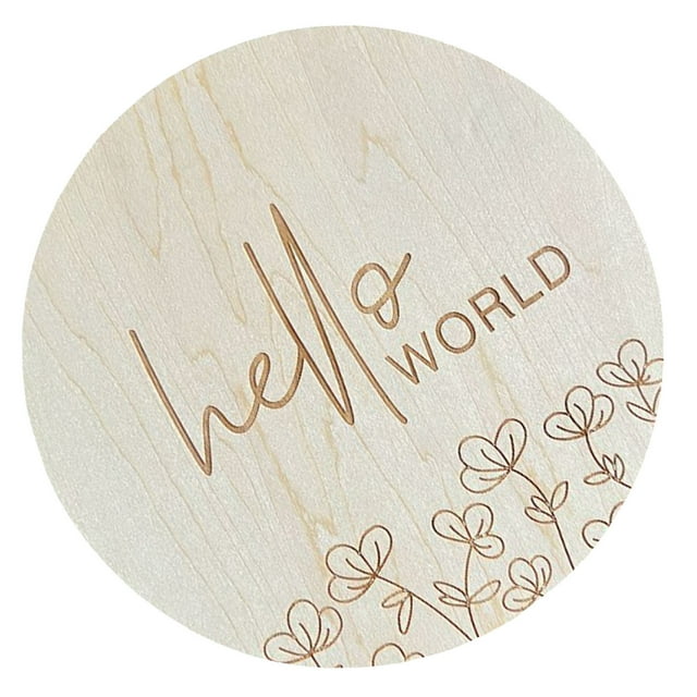 <p>Baby Announcement Sign, Hello World Baby Sign Photo Prop Commemorate Round Decor 5.9in Basswood For Shower</p>