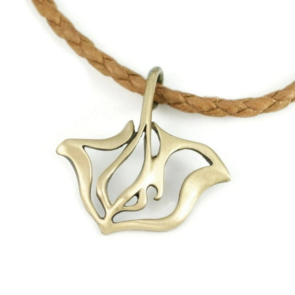 Stingray Sea Life Ocean Theme Solid Bronze Pendant Necklace