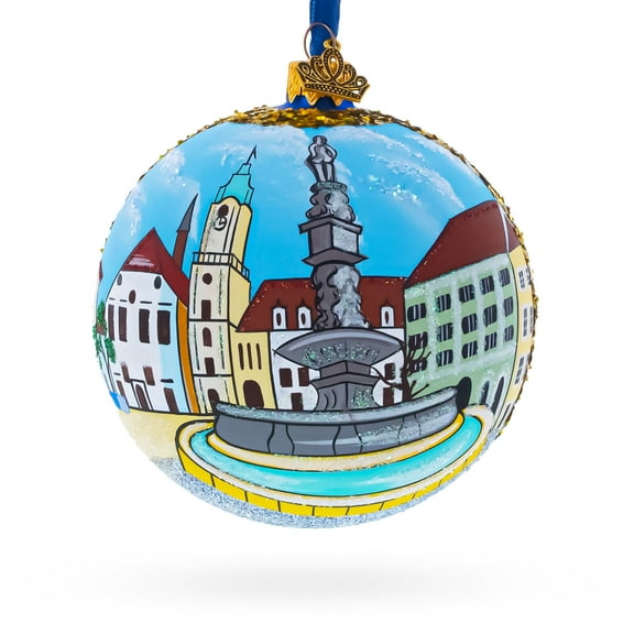 Old Town in Bratislava, Slovakia Glass Ball Christmas Ornament 4 Inches