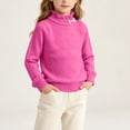 thumbnail image 5 of Besolor Kids Toddler Girls Clothes Sweaters Fall Casual Warm Ruffled Turtleneck Long Sleeve Knitted Pullover Tops(4-5 Years,Hot Pink), 5 of 7