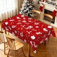 thumbnail image 5 of Red Vintage Christmas Tablecloth,60x84 Inch,Bell Candy Cane Polyester Table Cover For Xmas Gathering Holiday Banquet, 5 of 6