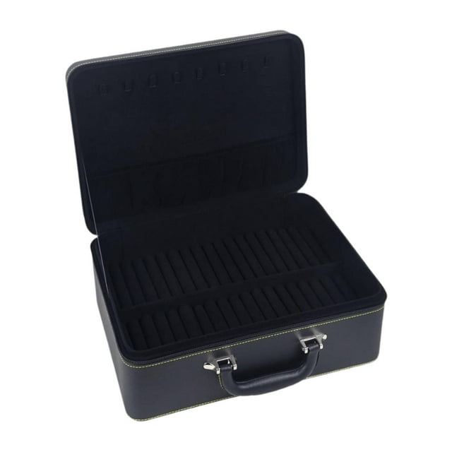 Joyero de cuero sintético para pulseras, organizador portátil para guardar joyas, ideal para tocador, bodas, mujeres y niñas. Negro