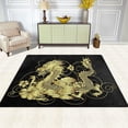 thumbnail image 3 of FREEAM Gold Japanese Dragon Flower Black Area Rug Mat for Living Dining Dorm Room Bedroom Home Decorative 5'3"x4', 3 of 6