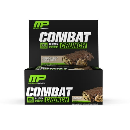MusclePharm Combat Crunch Protein Bar, Chocolate Chip Cookie Dough, 20g Protein, 12