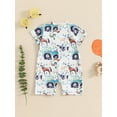 thumbnail image 3 of Suealasg Baby Boy Girls Summer Farm Jumpsuit Short Sleeve Crew Neck Animal Tractor Print Tank Romper 3 6 12 18 Months Newborn Casual Bodysuit, 3 of 6