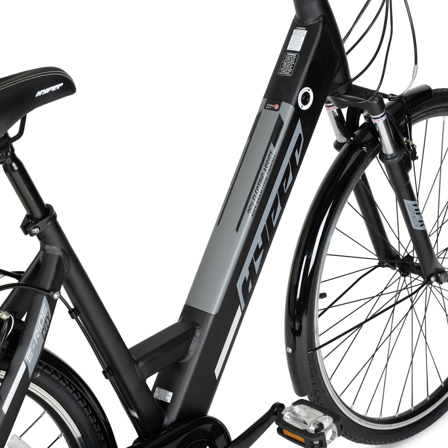 Vélo électrique de ville Hyper Bicycles E-Ride 700c 36 V pour adultes, assistance au pédalage, moteur 250 W, noir 700C Hyper 36V Electric Bike Homme Noir