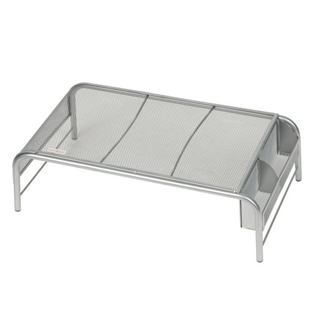 Mind Reader - Monitor Stand, Ventilated Laptop Riser, Desktop Organizer, Storage, Metal Mesh, 19"L x 10.5"W x 5.5"H - Silver