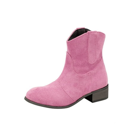 

Qufokar Over The Calf Boot Socks for Women Cute Boots for Women Women S Simple And Stylish Flock Square Head Heels Retro Solid Color Middle High Boots