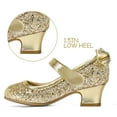 thumbnail image 2 of Kushyshoo Gold Girls Dress Shoes Mary Jane Pumps with Bow 1.5in Low Heel Wedding Party Princess 10M, 2 of 4