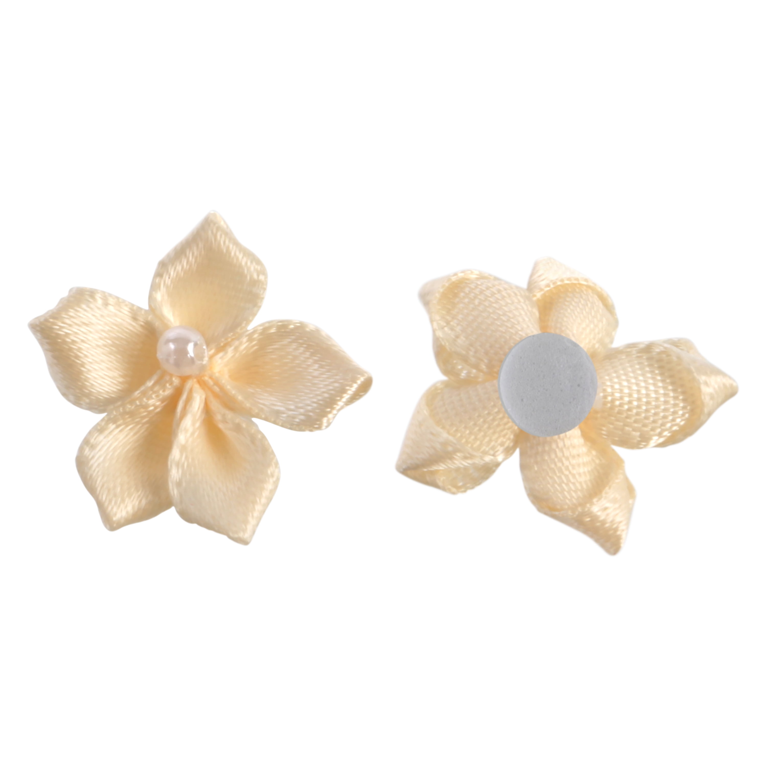 (2 pack) Offray Accessories, Cream 3/4 inch Value Pack 5 Petal Flower with Pearl Accessory for Wedding, Hair Clips, and Scrapbooking, 30 count, 1 Package