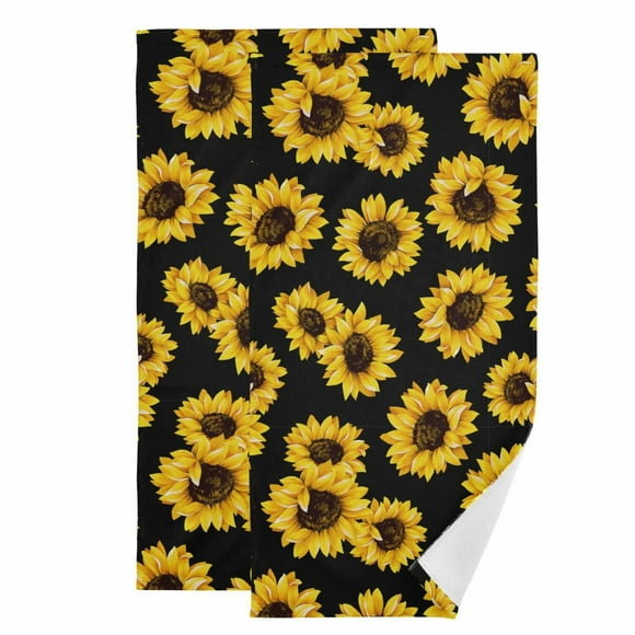 Spring Bloom Ultra-Soft Floral Hand Towels - 2 Pack, Highly Absorbent Vintage Sunflower Design for Kitchen & Bathroom