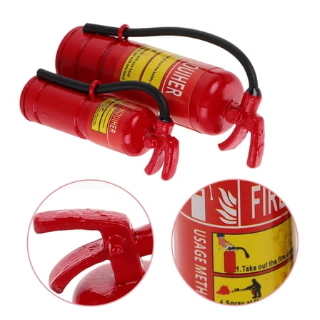 MUSEYA 2Pcs Mini Fake Fire Extinguisher Red Plastic Realistic Doll House Enthusiasts Decor