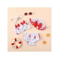 thumbnail image 2 of Franhais 3Pcs Baby Girls Swimwear, Printing Halterneck Tank Tops + Shorts + Ruffled Hat Swimsuit for Toddlers, 0-3 Years, 2 of 9