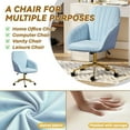 thumbnail image 5 of Home Office Desk Chair Comfy, Modern Velvet Makeup Vanity Chair with Back & Pillow (Blue), 5 of 18