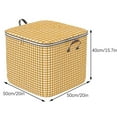 thumbnail image 3 of Bizhua Houndstooth Storage Bag Large Capacity Folding Clothes Portable Wardrobe Sorting Clothes Storage Box with Reinforced Handle Zipper, Yellow Storage and Organization Box, 100L, 3 of 7