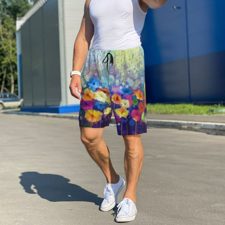 Kuilepa Spring Flower Seasonal Print Mens Pajama Shorts Lightweight Lounge Pant with Pockets Soft Sleep Pj Shorts for Men Walmart