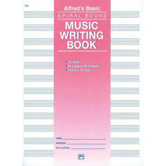 12 Stave Music Writing Book: Spiral-Bound Book