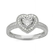 MyDiamondBox 1/10 Carat Total Weight (cttw) Sterling Silver White Diamond Heart Solitaire Look Wedding Ring - for Women (Size: 6)