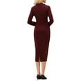 thumbnail image 3 of INSPIRE CHIC Women's Elegant Pencil Dress Lapel V Neck Long Sleeve 2025 Trendy Work Knee Length Dresses XL Dark Red, 3 of 5