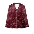 thumbnail image 6 of Winter Pajamas For Women Set Cozy Casual Loose Cute Cardigan Heart Graphic Collar Long Sleeve Button Up Loungewear Soft Two Piece Holiday Sleepwear With Pockets Purple L, 6 of 7