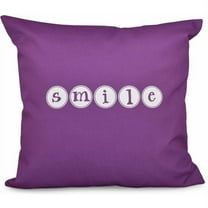 Simply Daisy 16" x 16" Smile Word Print Pillow, Purple