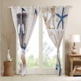 thumbnail image 4 of Starfish Curtains & Drapes Beaches Curtains for Women Adults,Blue Hawaii Ocean Blackout Curtains Conch Shell Pearl Patchwork Tropical Sand White Fishnet Beach Room Decor, 4 of 6