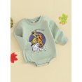 thumbnail image 3 of LMLYSoH Baby Girls Boys Sweatshirts Rompers Halloween Clothes Pumpkin Cow Pattern Crew Neck Long Sleeve Toddler Fall Bodysuits, 3 of 9